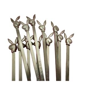 Playboy Bunny Head Drink Stirrers Swizzle Sticks Black Set of 12 Barware